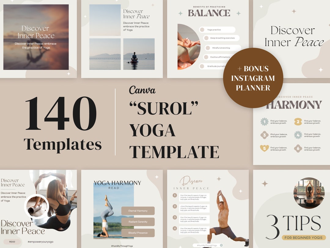 Yoga Instagram Template Coach Templates Canva Fitness Coach - Etsy