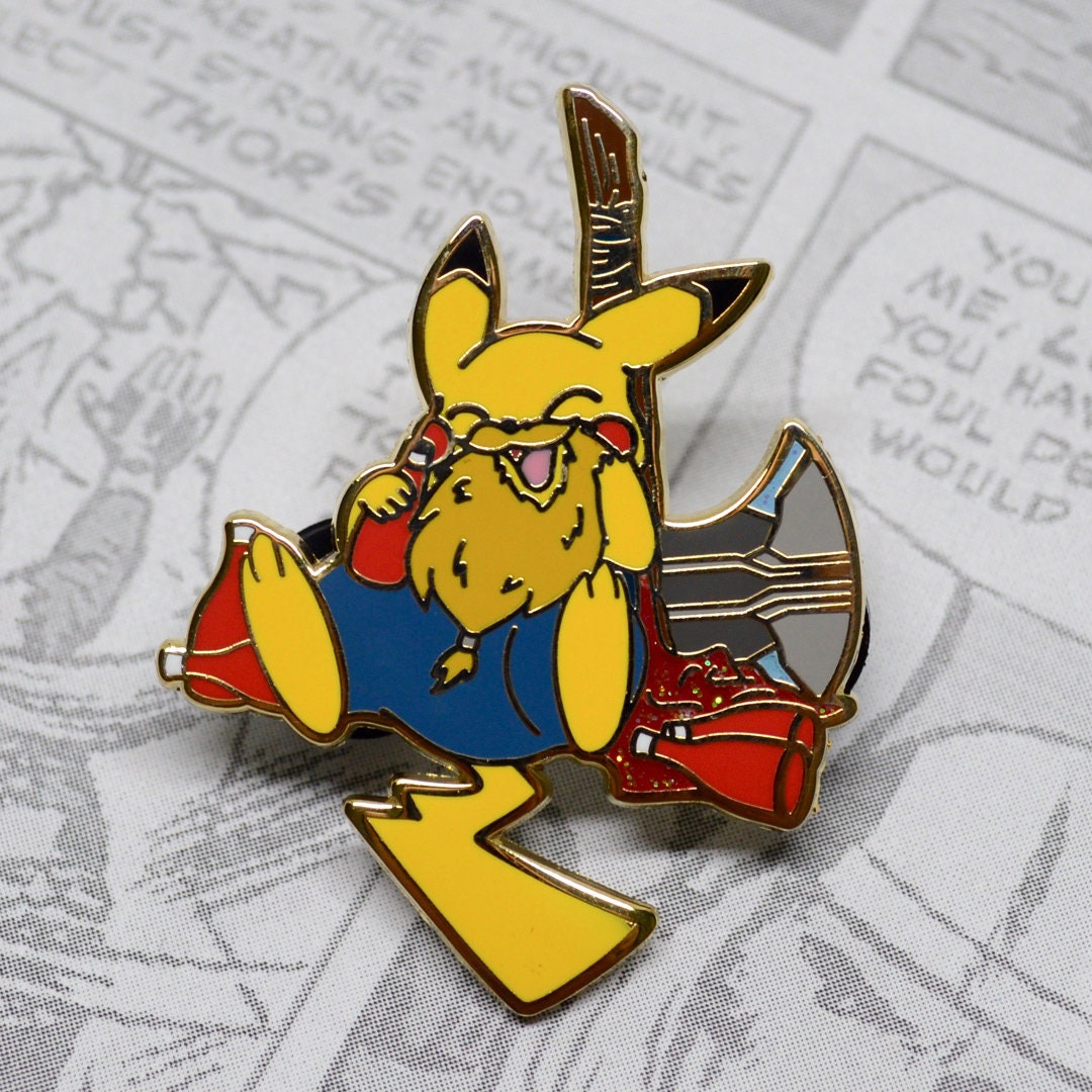 Pikachu Enamel Pin Thor Enamel Pin Pokevengers God Of Etsy Norway