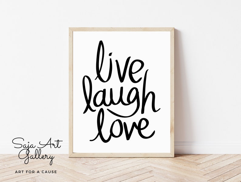 Live Laugh Love Black and White Printable Wall Art Etsy
