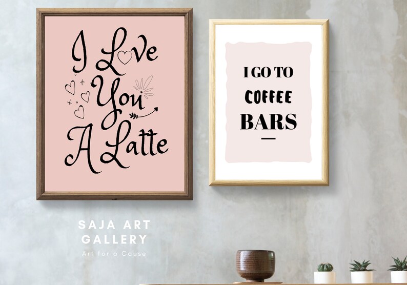 I Love You a Latte Printable Wall Art Coffee Lovers Gift - Etsy