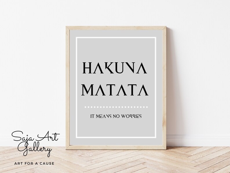 Gray Printable Hakuna Matata Sign Gray Dorm Wall Hanging the - Etsy