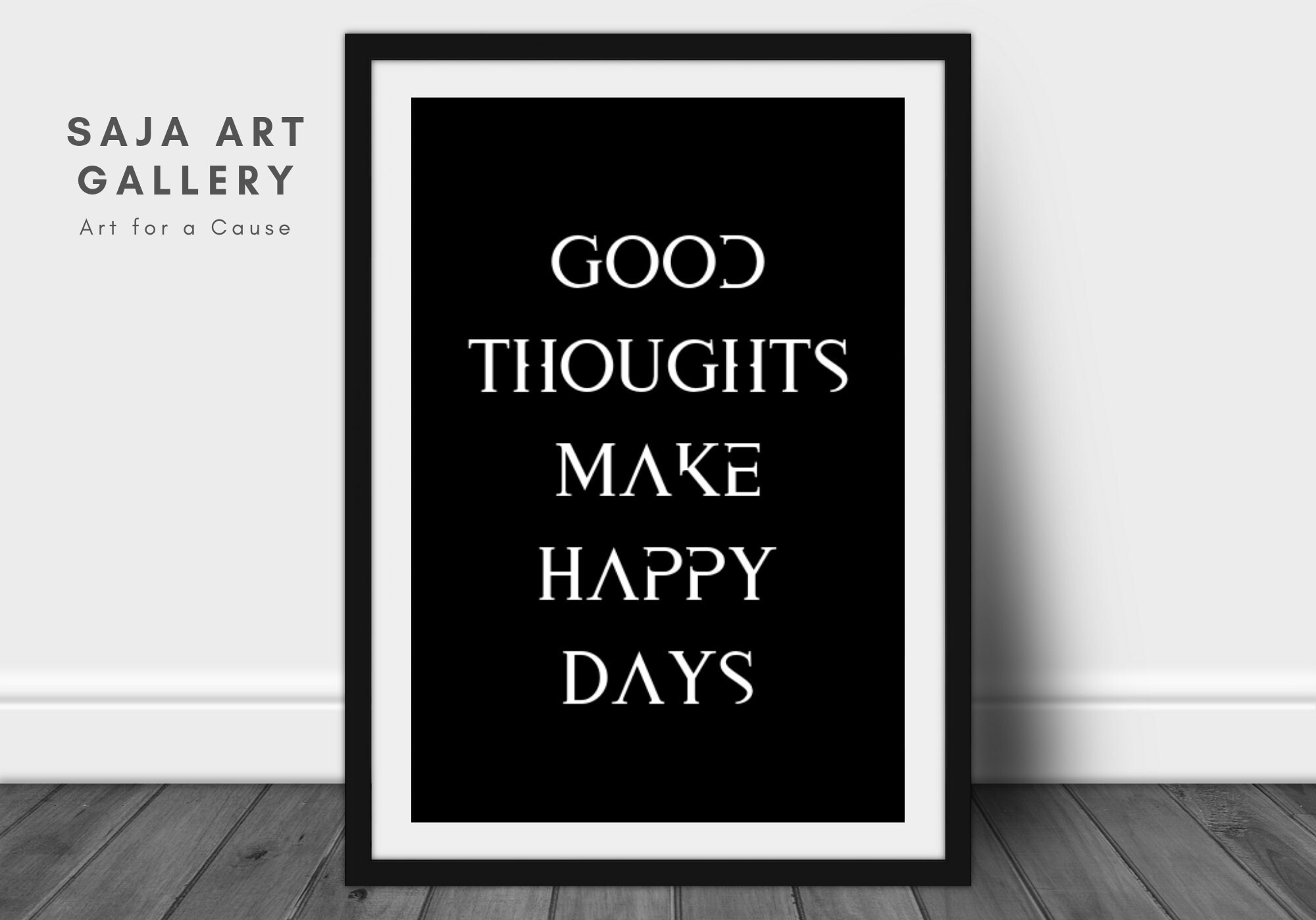 Black and White Printable Home Office Wall Art Good Thoughts Etsy