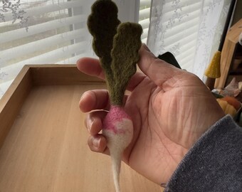 No. 1 Turnip, Soft Sculpture, Whimsical Garden Art, Needle Felted Vegetable