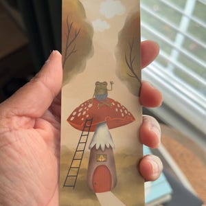 Frog bookmark, cute bookmark, mushroom bookmark, whimsical bookmark