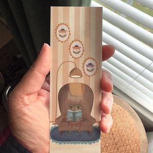 Frog bookmark, cute bookmark, frog reading, whimsical bookmark, Hubert the Frog