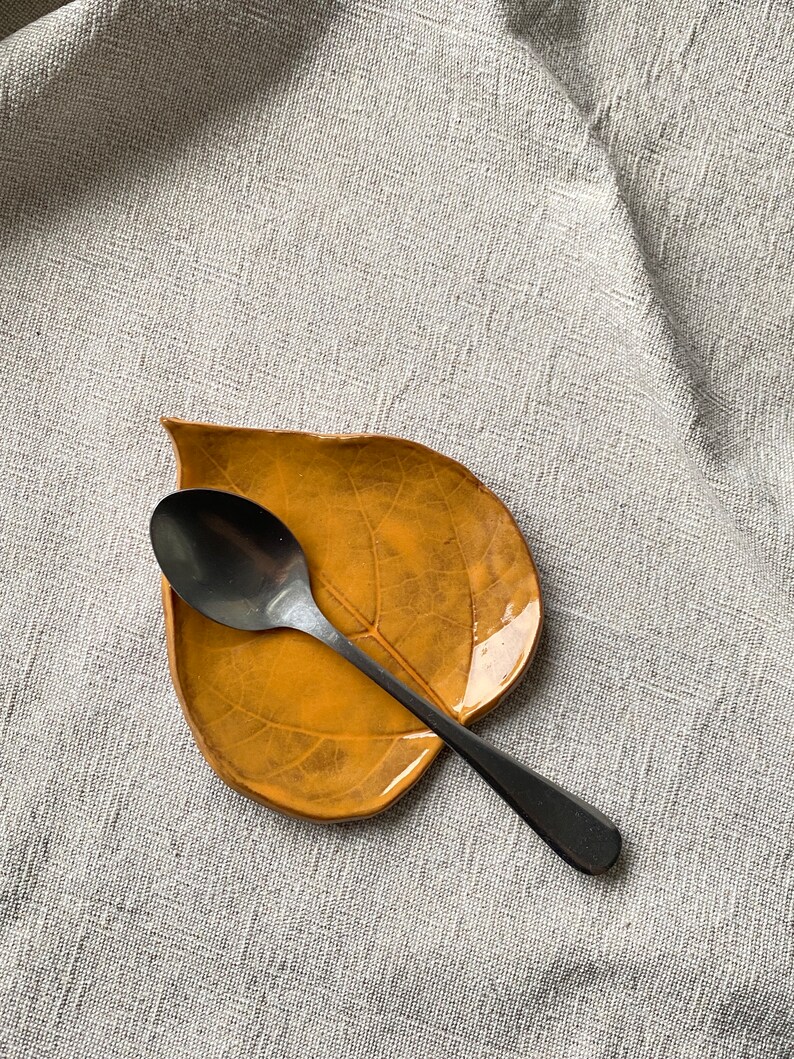 Teaspoon Rest Leaf Spoon Rest Ceramic Spoon Rest Teabag Rest Used