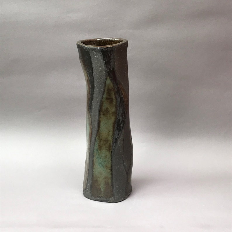 Medium Zuo Stoneware Vase Metal /& Black Ash