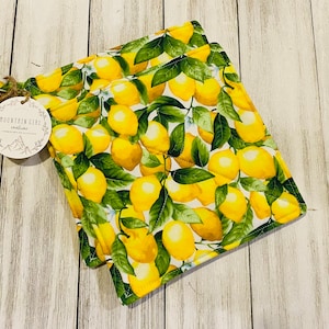 Set of 2 Handmade Potholders, Lemons
