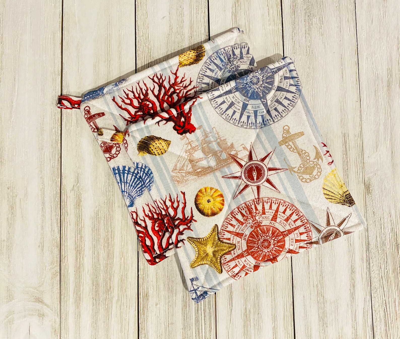 Set of 2 Handmade Potholders Beach Theme Etsy.de