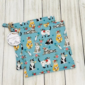 Set of 2 Handmade Potholders, Cats, Kittens, Cat Lovers
