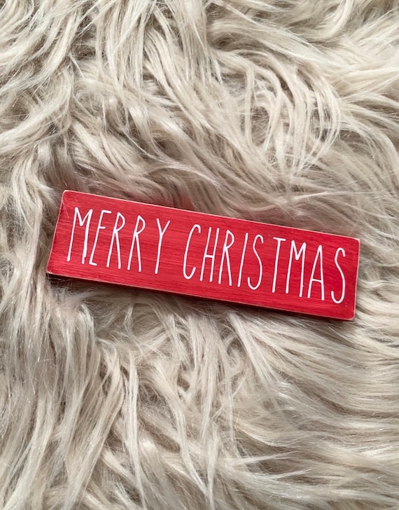 Red Rae Dunn Inspired MERRY CHRISTMAS Wood Shelf Sitter Etsy