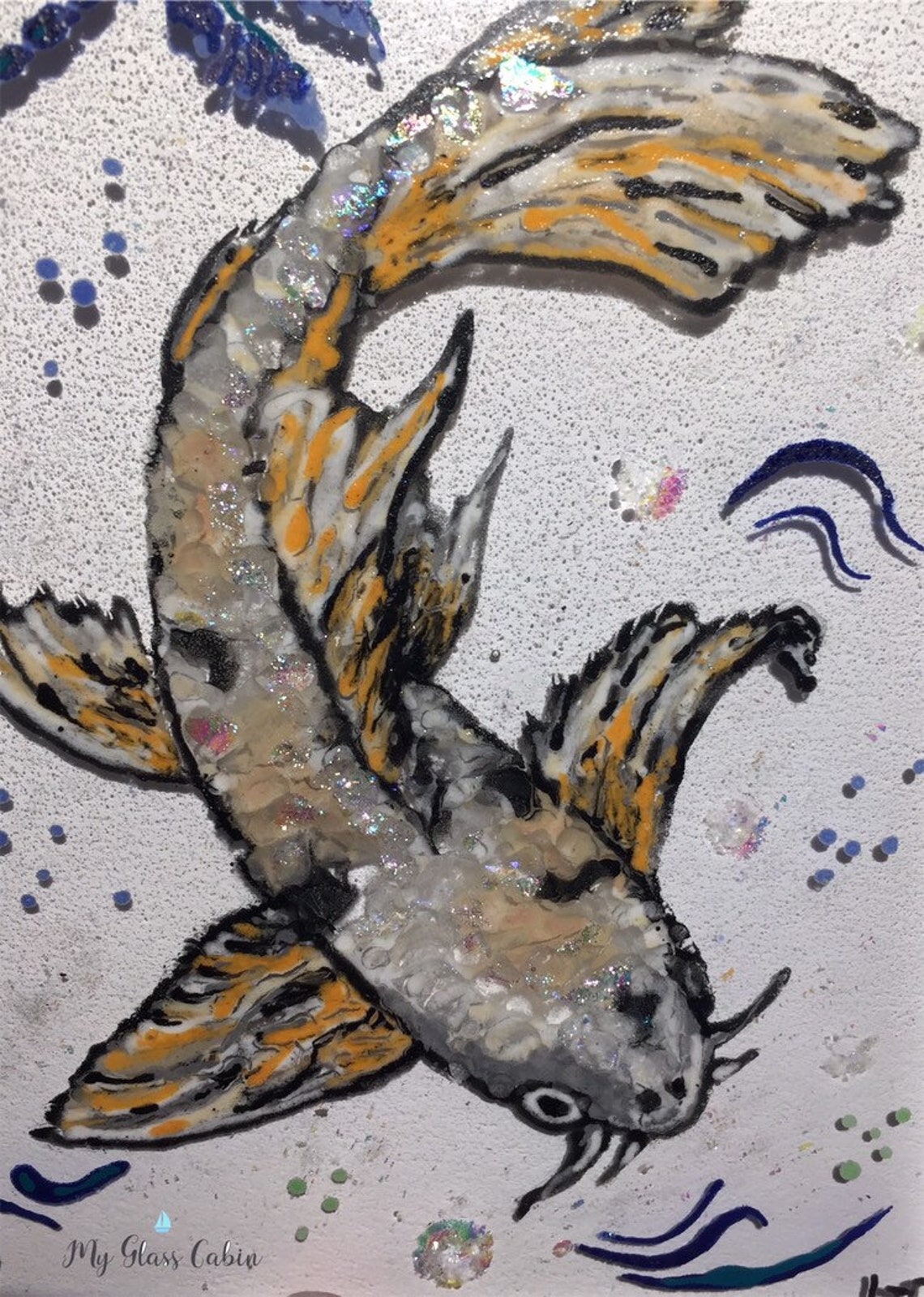 Hand Painted Fused Glass Koi Carp Etsy