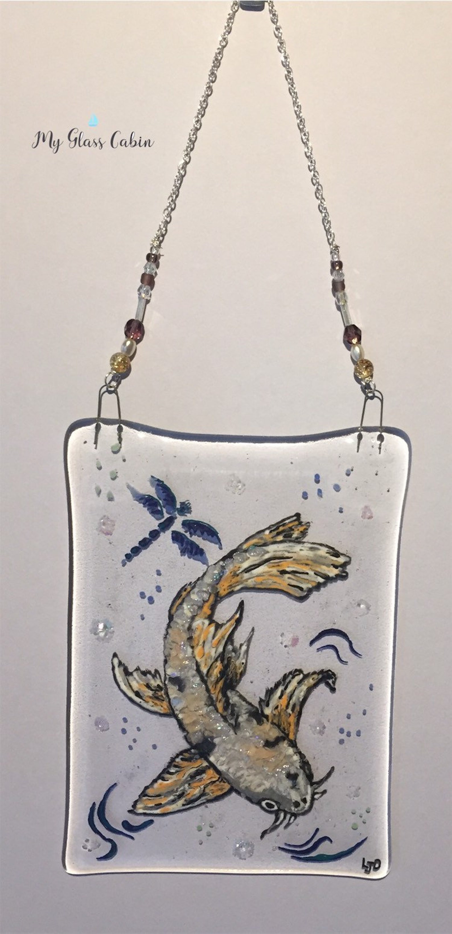 Hand Painted Fused Glass Koi Carp Etsy