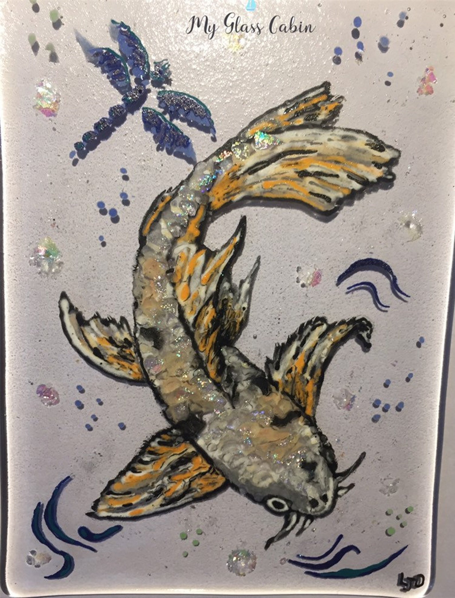 Hand Painted Fused Glass Koi Carp Etsy