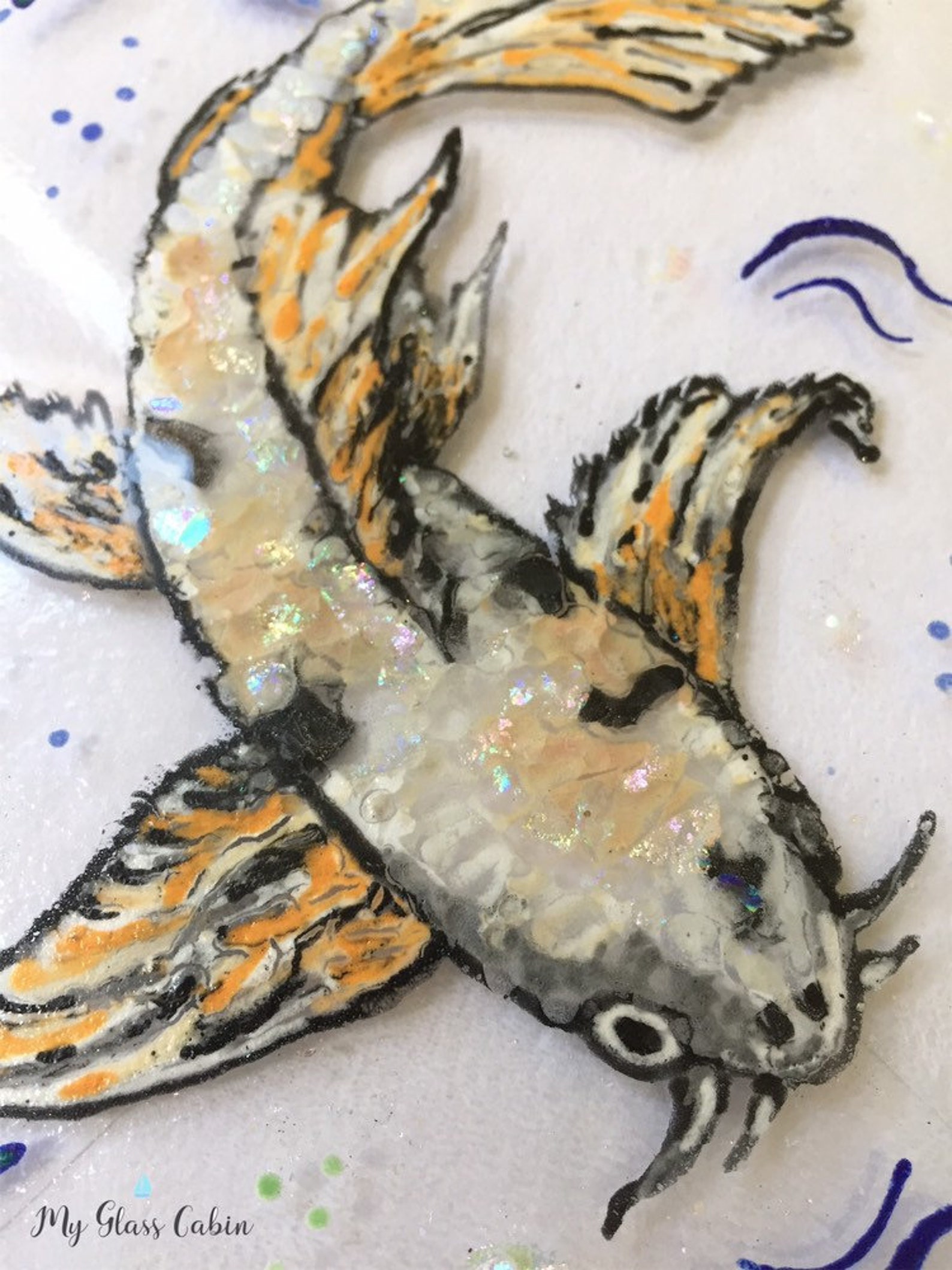 Hand Painted Fused Glass Koi Carp Etsy