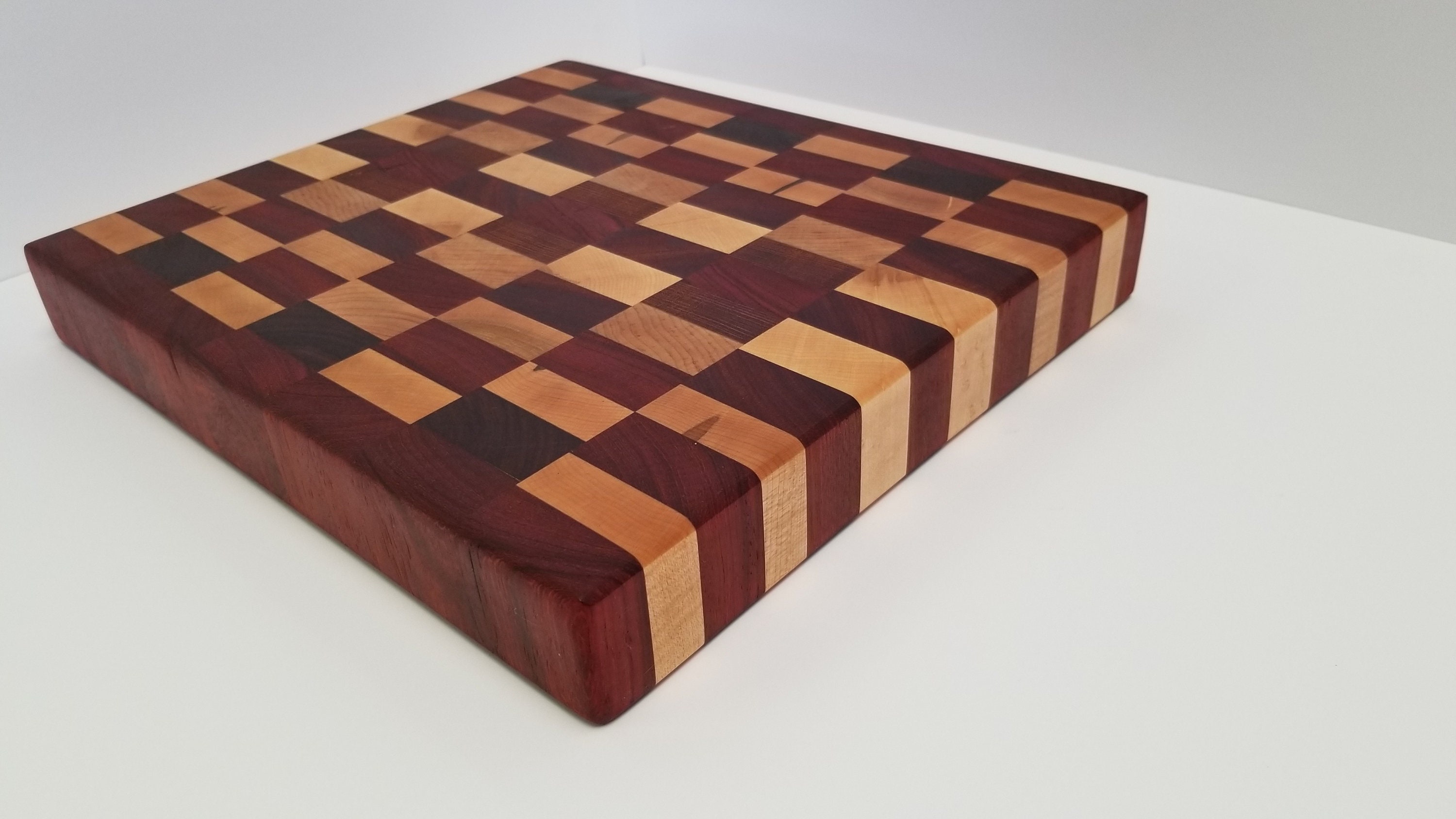 Multi Exotic Wood End Grain Cutting Board Etsy