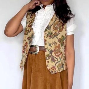 TALBOTS 1990er Jahre Boho Reiter Hippie Floral Gobelin Weste Größe L