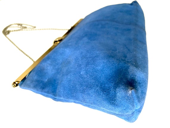 VINTAGE VAULT 1970s Blue Suede Convertible Clutch… - image 5