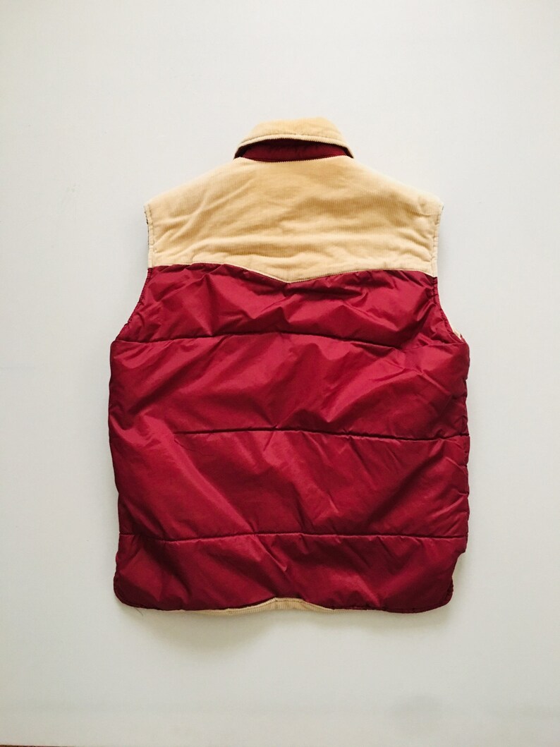 CORTINA 1980s Reversible Stranger Things Inspired Corduroy /& Nylon Puff Vest Size M