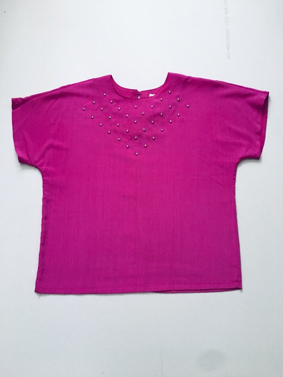 SAINT GERMAIN PARIS 1980s Studded Fuchsia Shortsl… - image 3