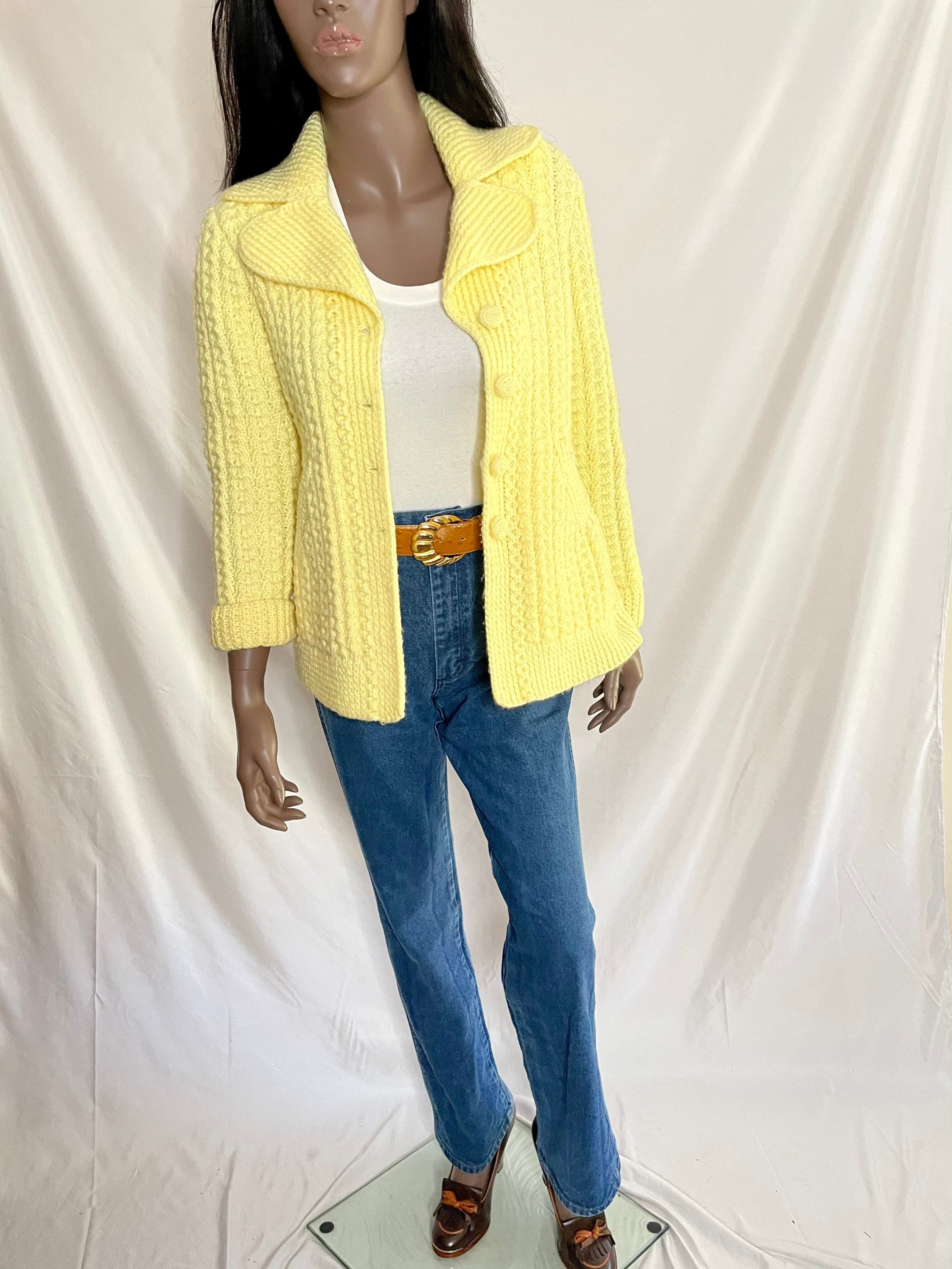 canary yellow cardigan