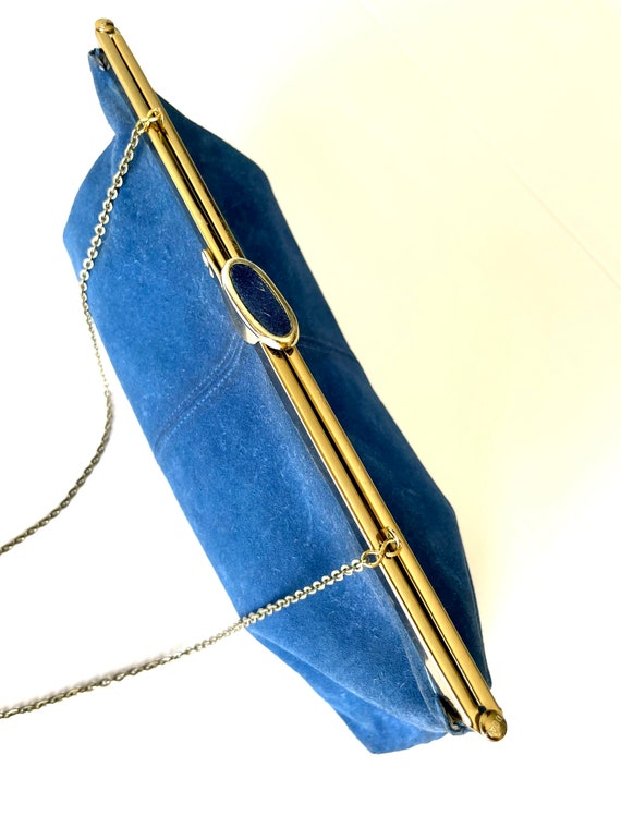 VINTAGE VAULT 1970s Blue Suede Convertible Clutch… - image 7