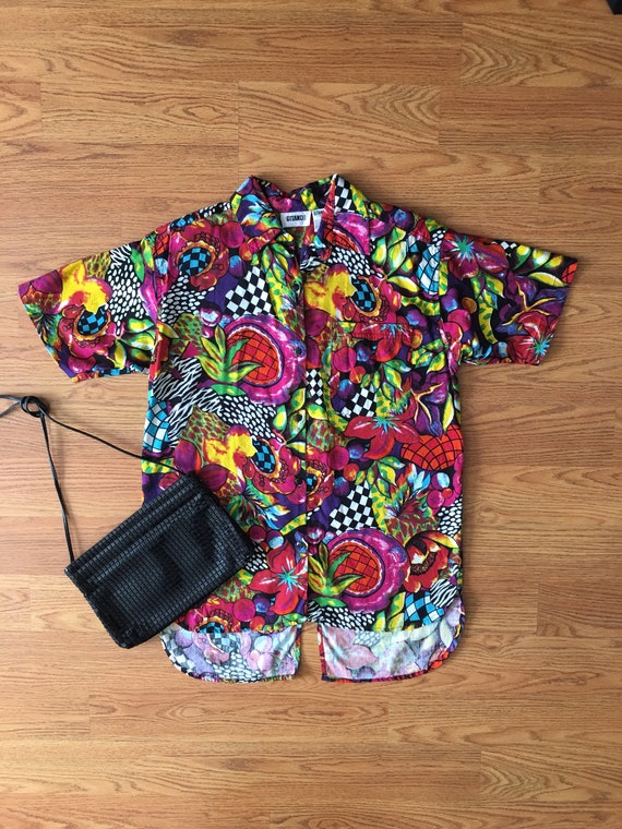 GITANO 1990s hipster Lisa Turtle mixed pattern pr… - image 7