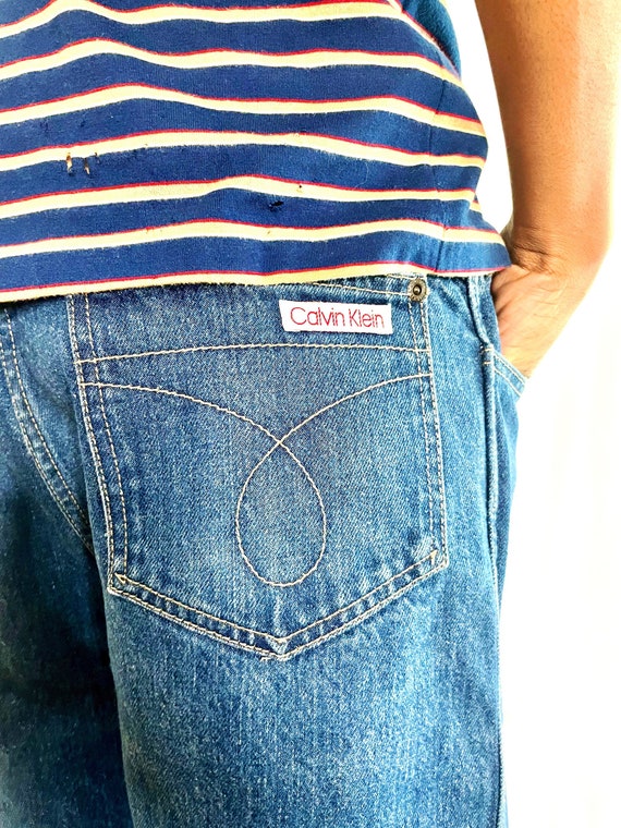 CALVIN KLEIN 1970s USA made Classic Boho Blue Den… - image 3