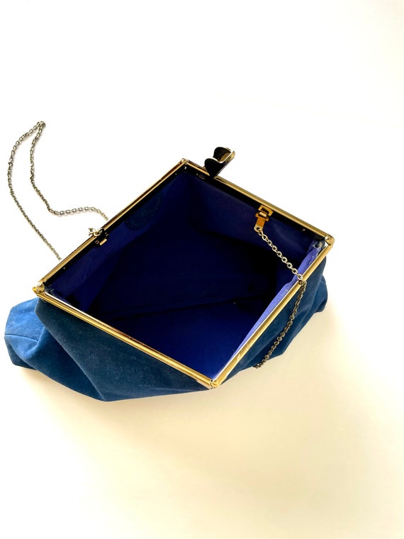 VINTAGE VAULT 1970s Blue Suede Convertible Clutch… - image 2