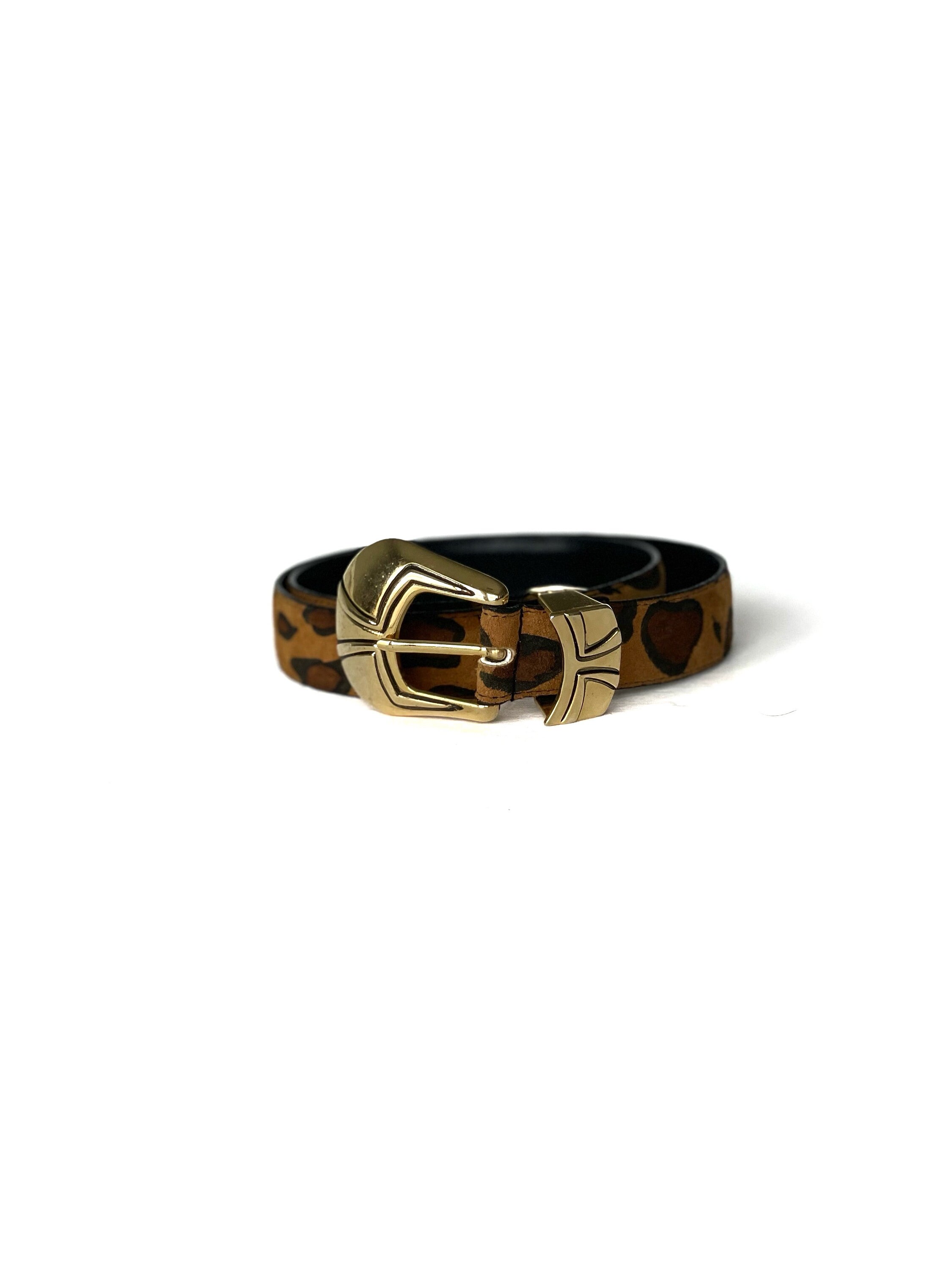JULIUS RESNICK 1980s Suede Leather Giraffe Print Accent Belt  display picture 3
