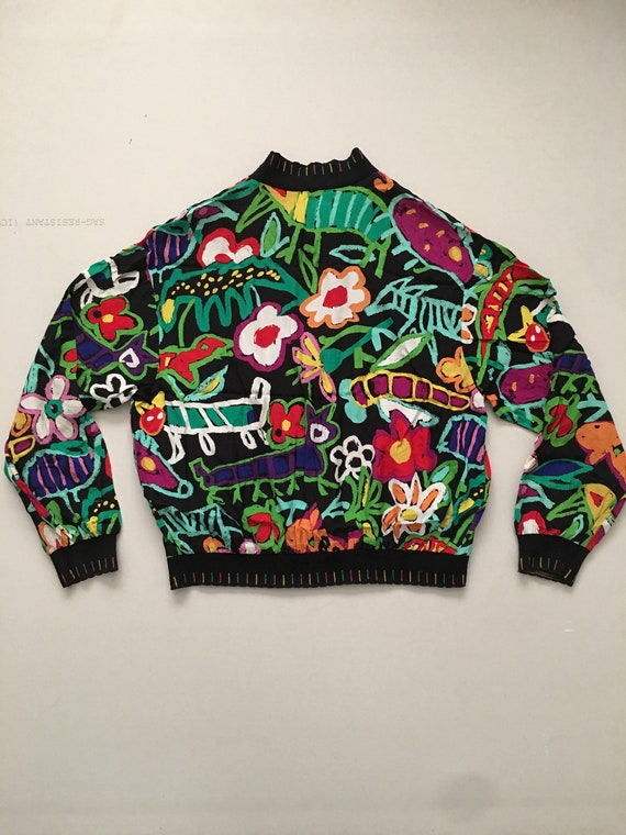 ALI MILES 1980s Abstract multi colored bomber jac… - image 9