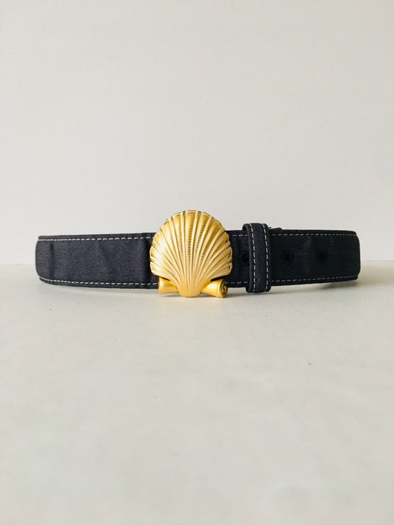 CARLISLE 1990s Belt Canvas Gold Seashell belt buck