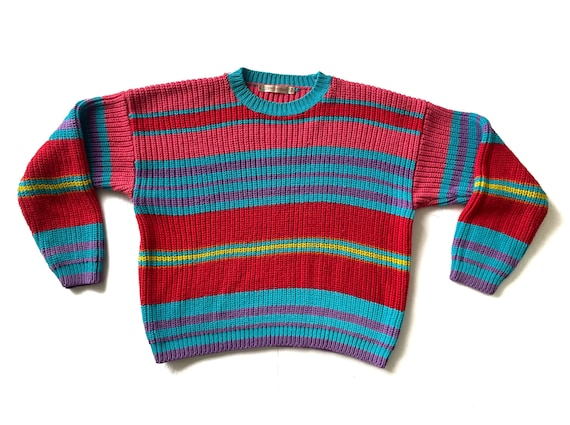 ESPIRIT 1990s Multicolored Horizontal Bold Stripe… - image 4