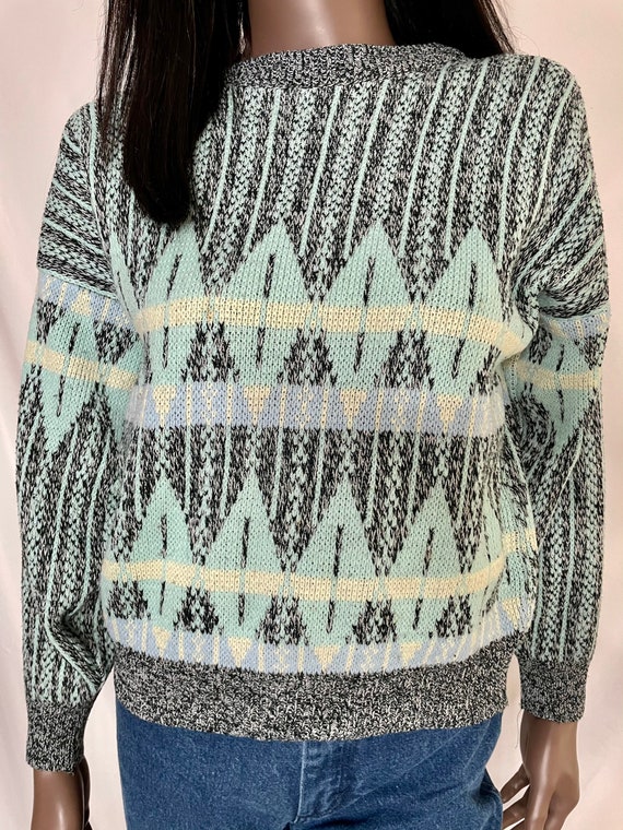 DEB 1990s Abstract Knit Crewneck Pullover Sweater… - image 4