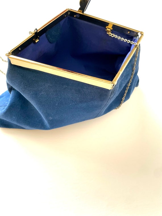 VINTAGE VAULT 1970s Blue Suede Convertible Clutch… - image 8