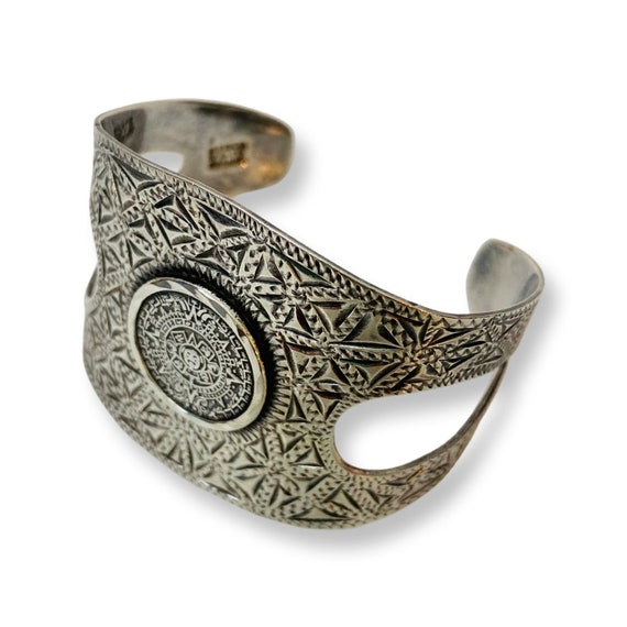 Sterling Silver Mexico Charm Bracelet 7 1/2 - 925 Aztec Calendar