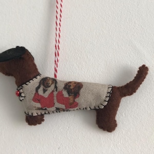 Christmas Dachshund Decoration, Sausage dog decoration, Dachshund ornaments.