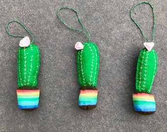 Rainbow Felt cactus ornament, felt cactus decoration, felt succulent, cute succulents, cactus felt hanging