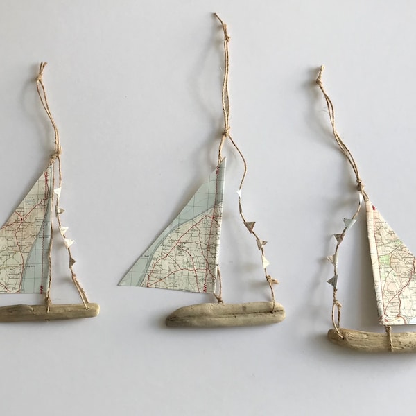 Map Beach Design Drift Wood Ships Driftwood sailboat gift Nautical décor, Weathered, Boat Nautical ornament, Nautical decoration, coastal