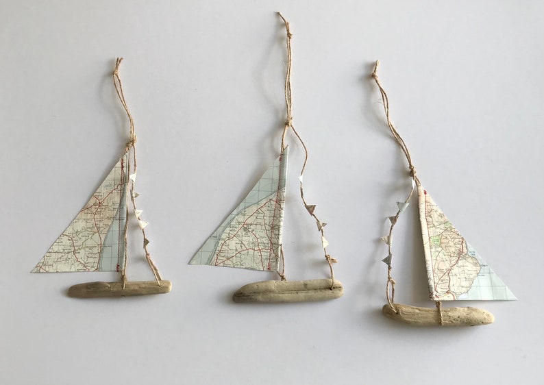 Map Beach Design Drift Wood Ships Driftwood Sailboat Gift Etsy