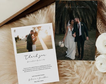 Biglietto di ringraziamento per matrimonio moderno, biglietto di ringraziamento per foto di matrimonio minimalista, biglietto di ringraziamento per matrimonio, matrimonio minimalista moderno n. 01