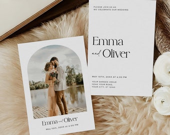 Minimalist Wedding Invitation Template Modern Photo Wedding Invitation Minimal Wedding Invite Printable Elegant Wedding Invites #07