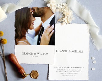 Invitación de boda con foto Plantilla de invitación de boda minimalista Invitación de boda minimalista moderna Invitaciones de boda elegantes imprimibles #08