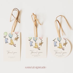 Winnie the Pooh Gracias Favor Etiqueta Etiquetas personalizadas Etiquetas de cumpleaños Baby Shower Gracias Favor Etiqueta Etiquetas de regalo Etiquetas de fiesta para niños #b02