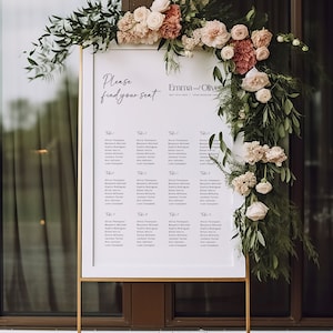 Minimalist Seating Chart Sign, Modern Wedding Seating Chart, Modern Seating Chart Printable, Seating Chart Template #07