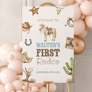 First Rodeo Birthday Welcome Sign Cowboy Western First Birthday Welcome Signs Kids Birthday Party Decor Kids Birthday Welcome Poster #k09