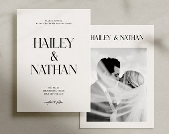 Minimalist Wedding Invitation Template Modern Photo Wedding Invitation Minimal Wedding Invite Printable Elegant Wedding Invites #12