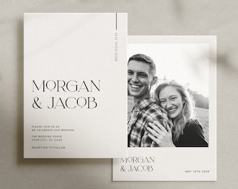 Modern Photo Wedding Invitation Minimalist Wedding Invitation Template Minimal Wedding Invite Printable Elegant Wedding Invites #19