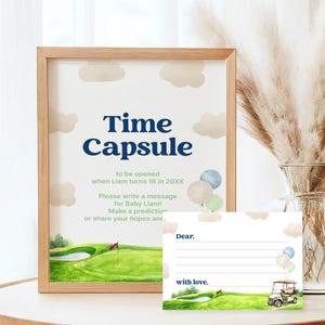 1e verjaardag Time Capsule-bord en kaarten Hole-in-One Time Capsule-bord voor eerste verjaardag Golf Time Capsule-gastberichtkaarten #k14