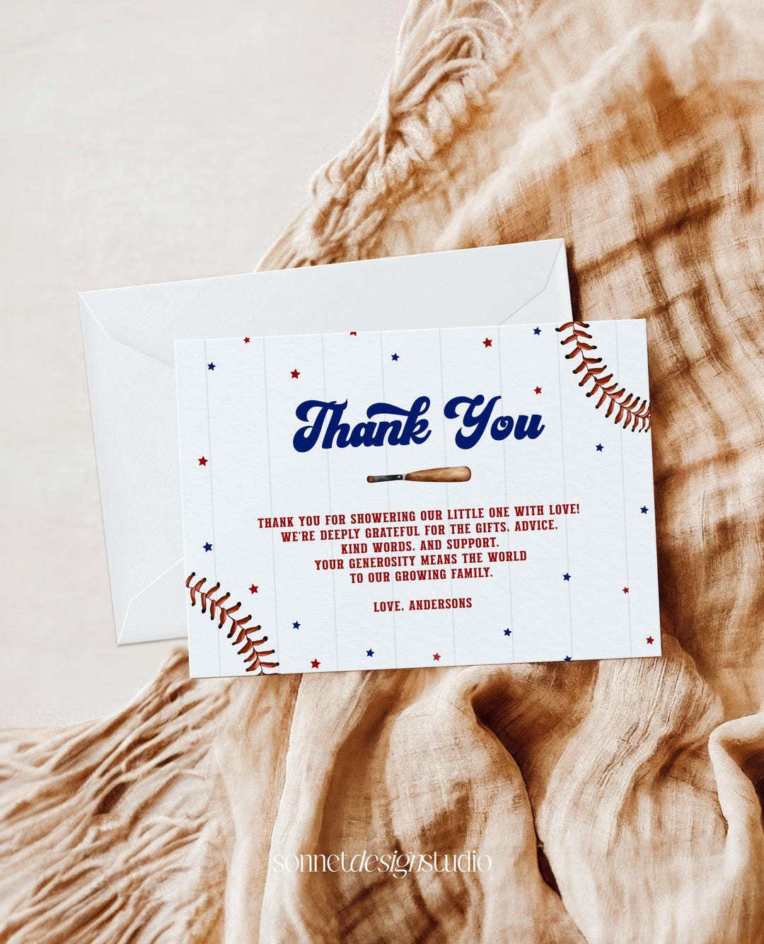 Rookie of the Year 1st Birthday Thank You Card Template Baseball Kids ...
